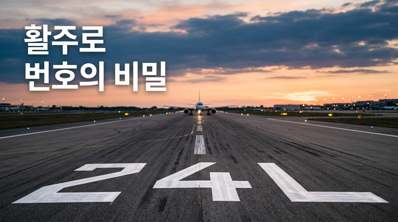 활주로 번호와 항공기 이착륙 원리를 보여주는 사진