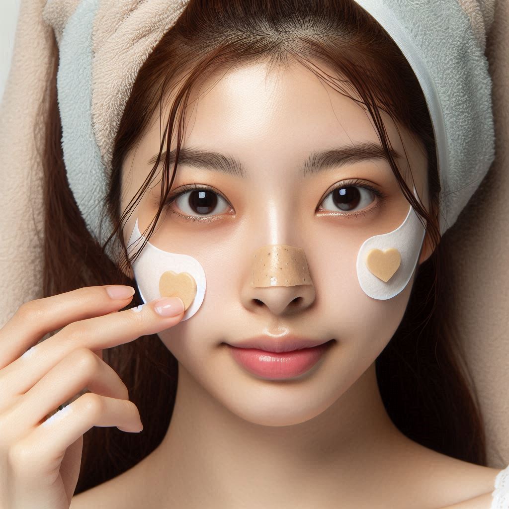 모공팩을 하고 있는 아시아 여자 얼굴