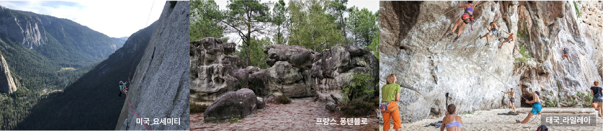 각국의 클라이밍 장소마다 특색이 있다