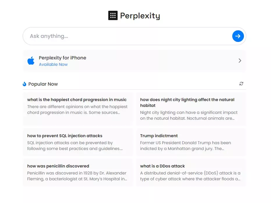 Perplexity 는 정보 출처를 보여주는 무료 ChatGPT 사진 1
