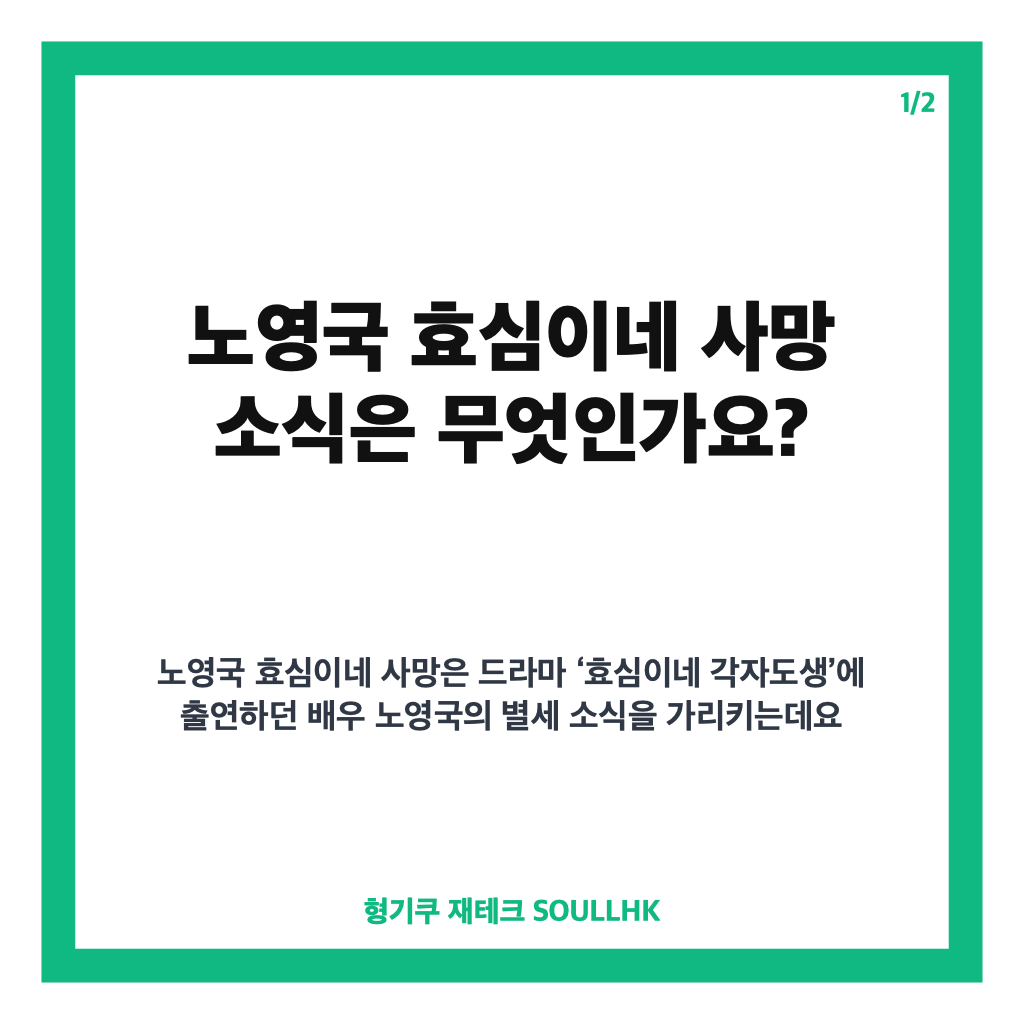 노영국 효심이네 사망, 출연 중 전해진 심장마비 별세 소식 정리 카드뉴스 1