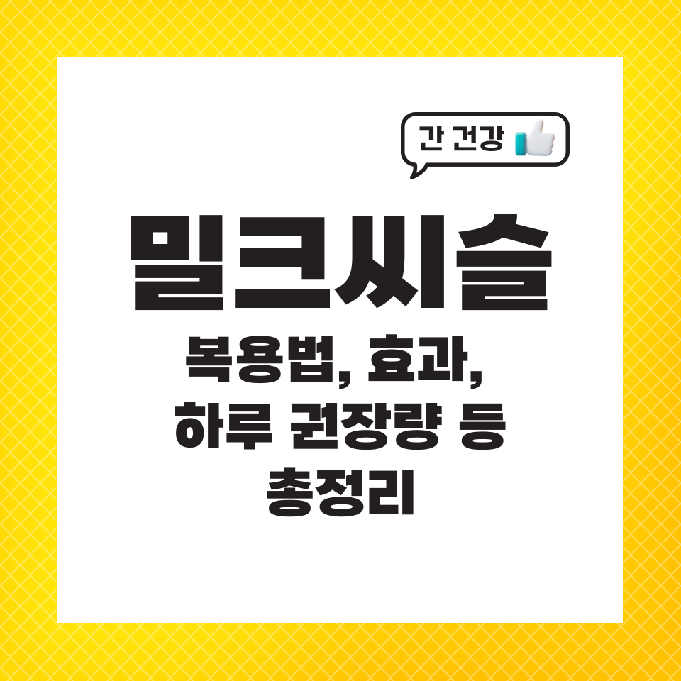 밀크씨슬 영양제 복용법 효과 하루 권장량