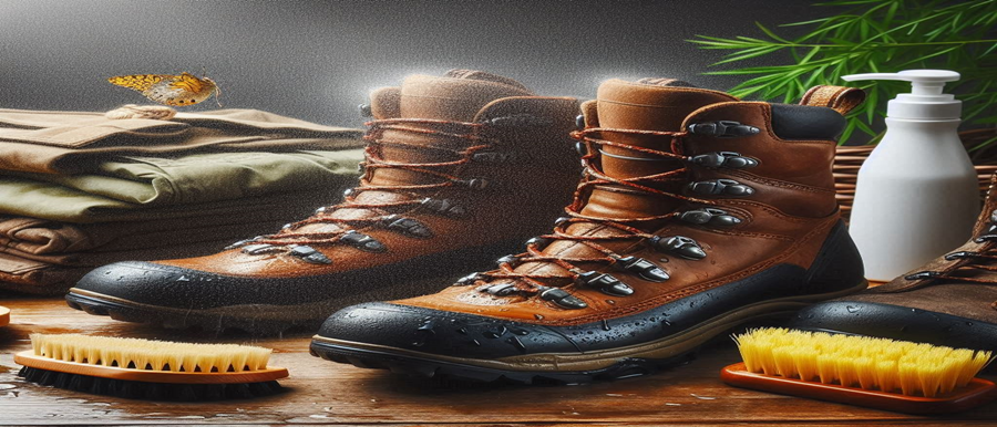 비에젖은 등산화사진