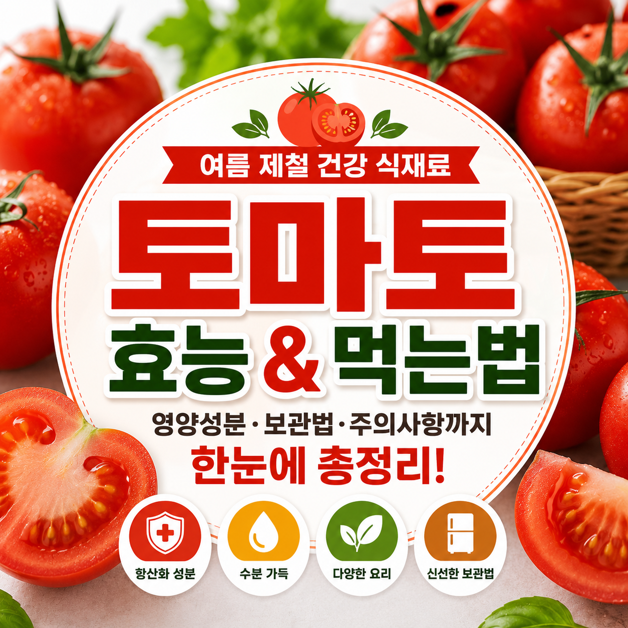 토마토 효능과 먹는법 총정리 토마토 효능과 먹는법, 영양성분과 보관법 썸네일