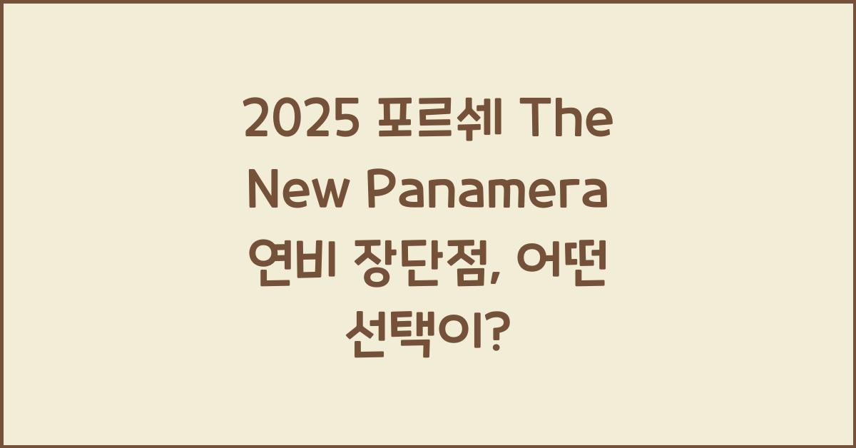 2025 포르쉐 The New Panamera 연비 장단점