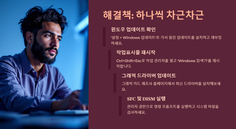 윈도우11 작업표시줄 오류 해결