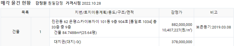 아파트경매 진관동 은평스카이뷰자이 101동 904호
