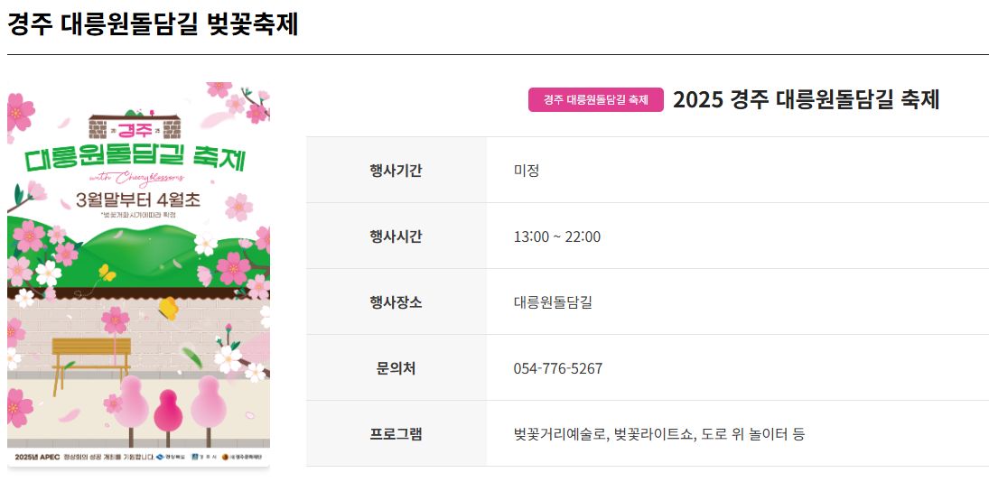 경주 대릉원돌담길 벚꽃축제