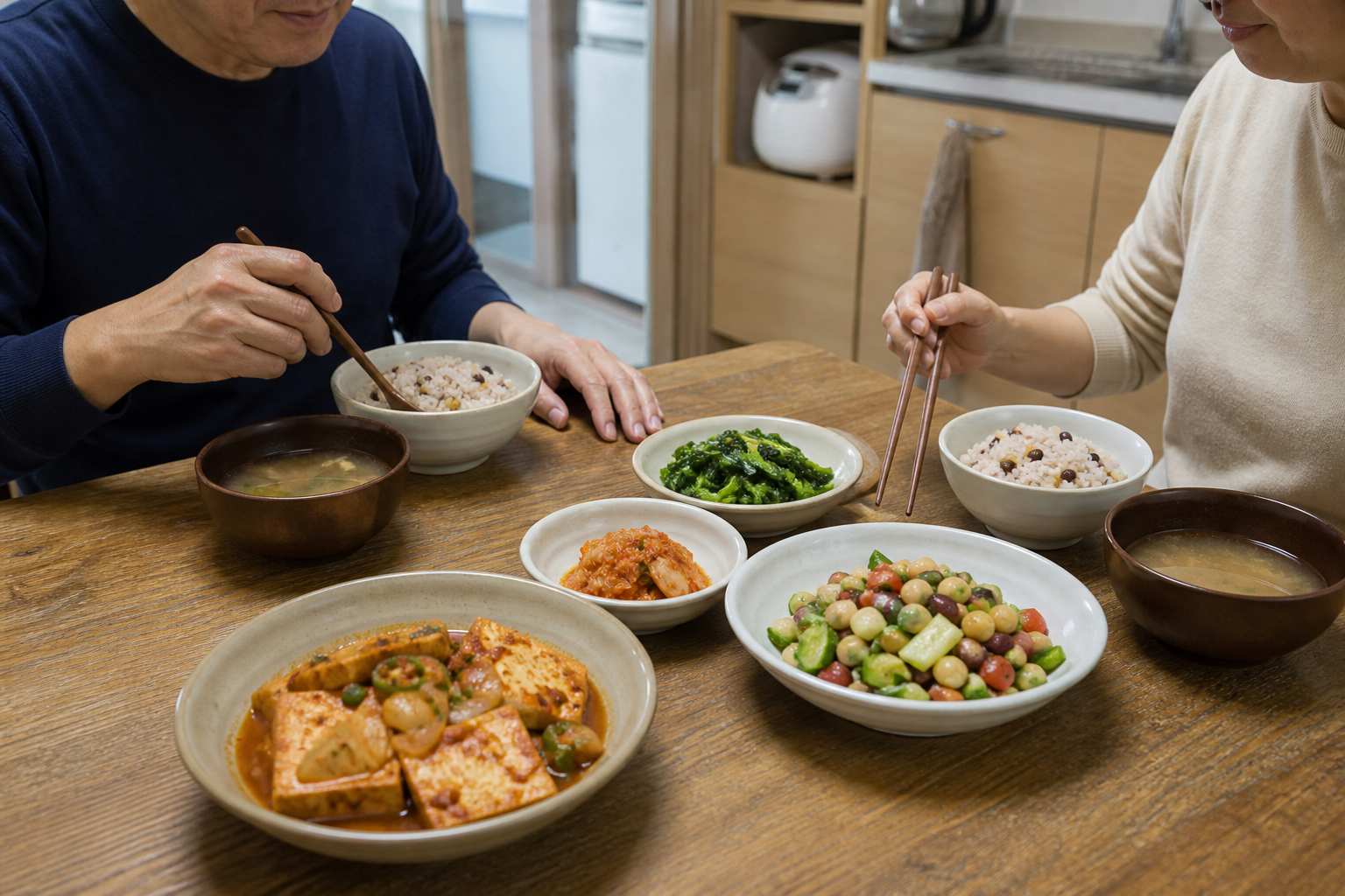 콩류와 채소를 활용한 저녁 준비