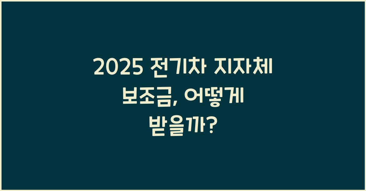 2025 전기차 지자체 보조금