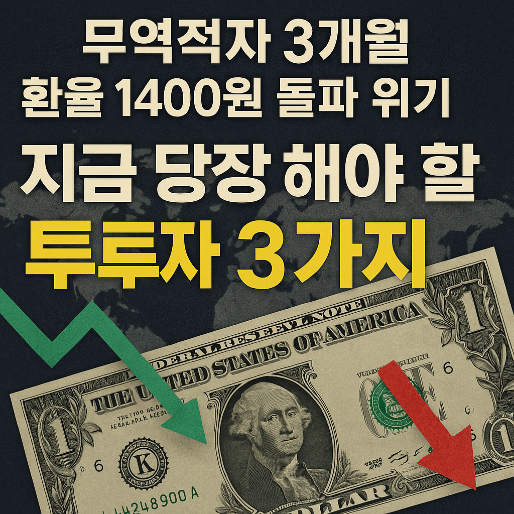 “무역적자 3개월, 환율 1,400원 돌파 위기 — 지금 당장 해야 할 투자 3가지”