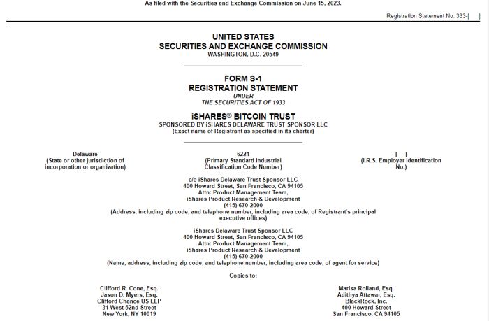 블랙록 비트코인 etf 신청서