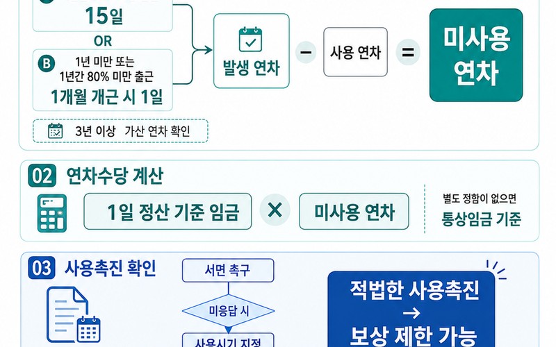 2026 연차수당 계산 방법 및 퇴사 시 미사용 연차 정산 지급기준 총정