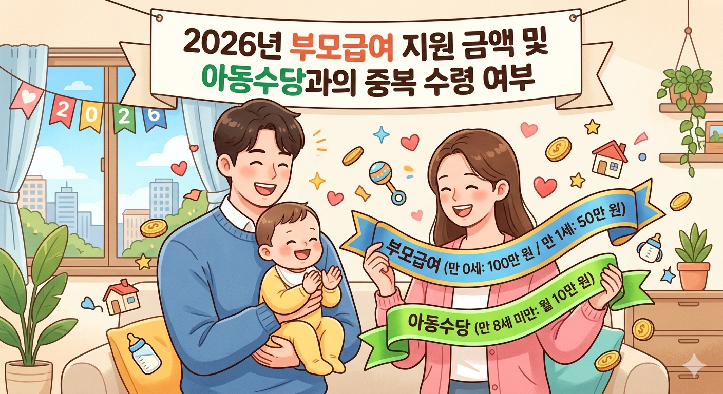 2026년 부모급여 지원 금액 및 아동수당과의 중복 수령 여부