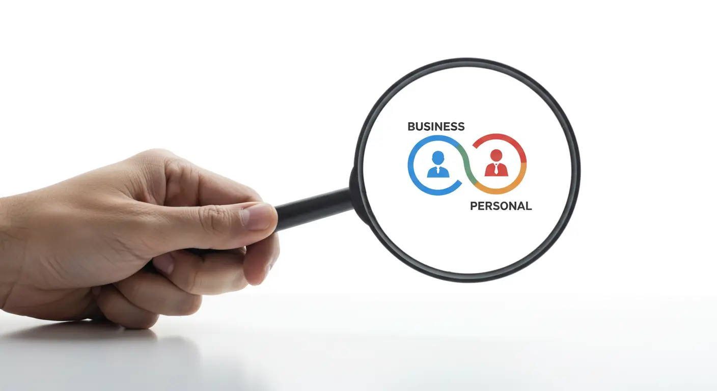 사업 비용과 개인 비용 사이의 애매한 회색지대를 돋보기로 들여다보는 모습