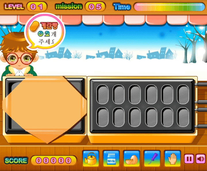 계란빵-타이쿤-플래시게임-시작-화면