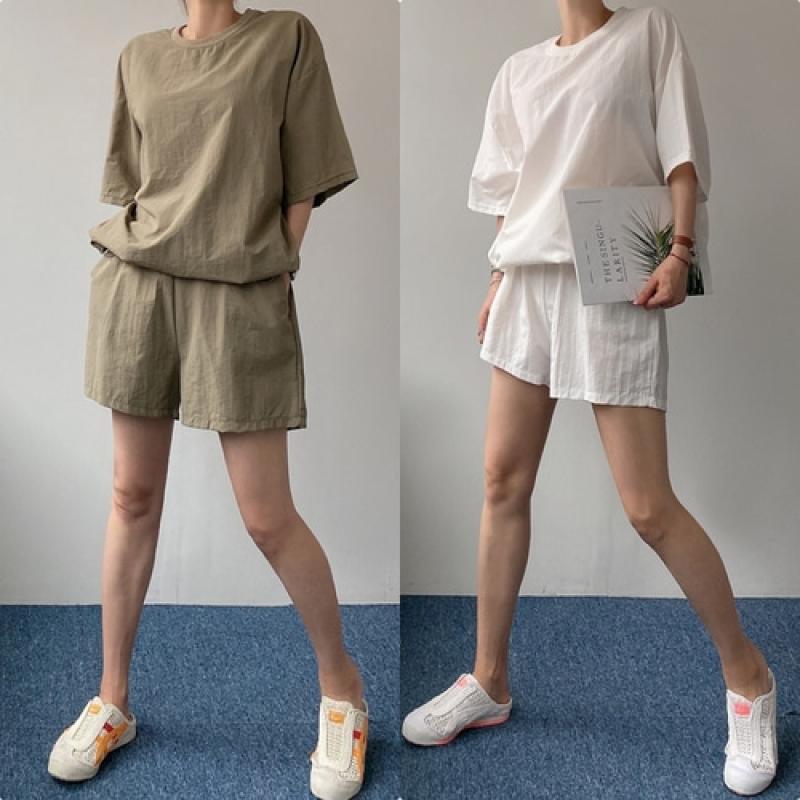 여성 봄여름 아노락 반바지 반팔 바람막이 세트 4color