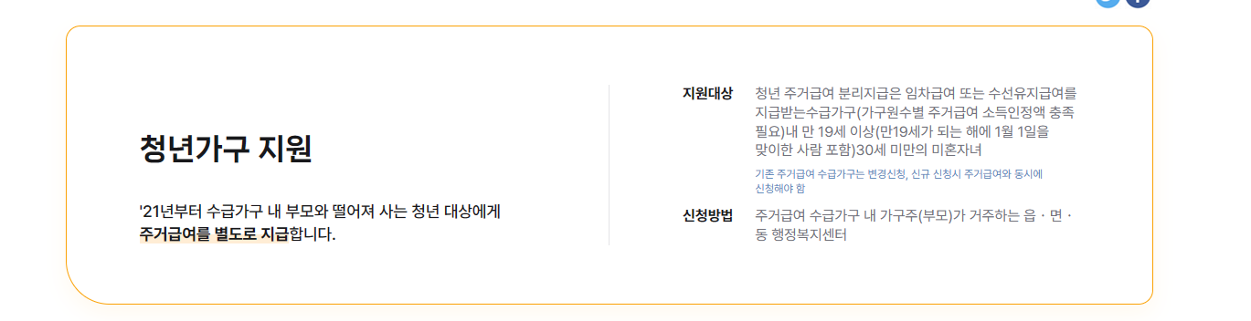 청년 주거비 지원사업 신청대상