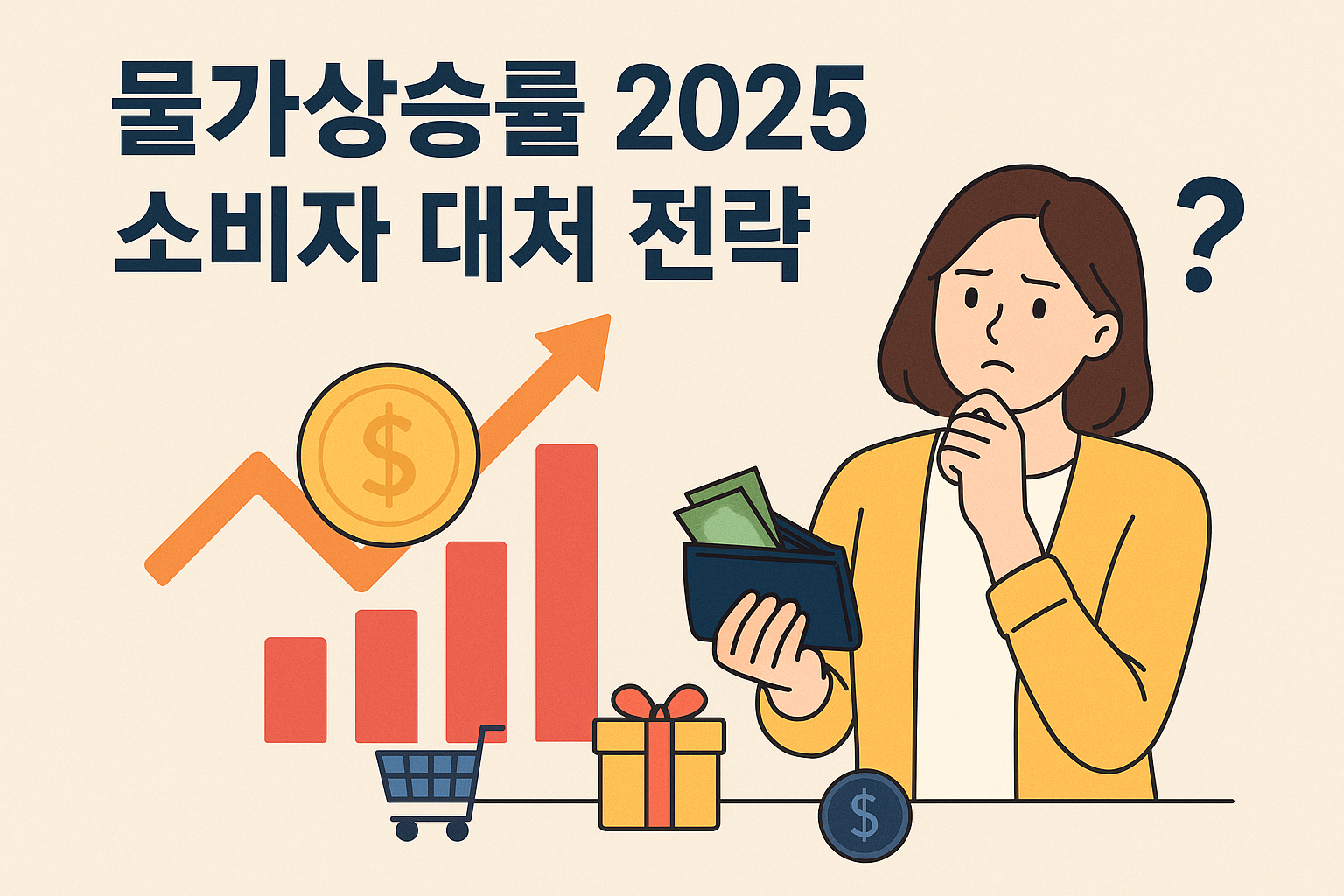 물가상승에 따른 소비자 전략 고민하는 이미지