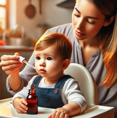 영유아가 철분을 먹는 모습