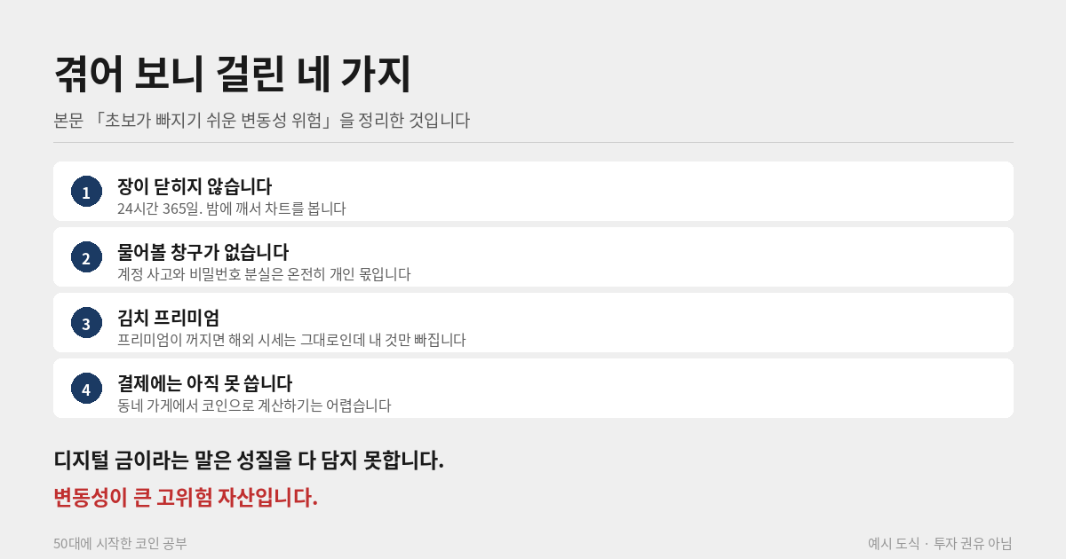 비트코인 투자 위험 네 가지