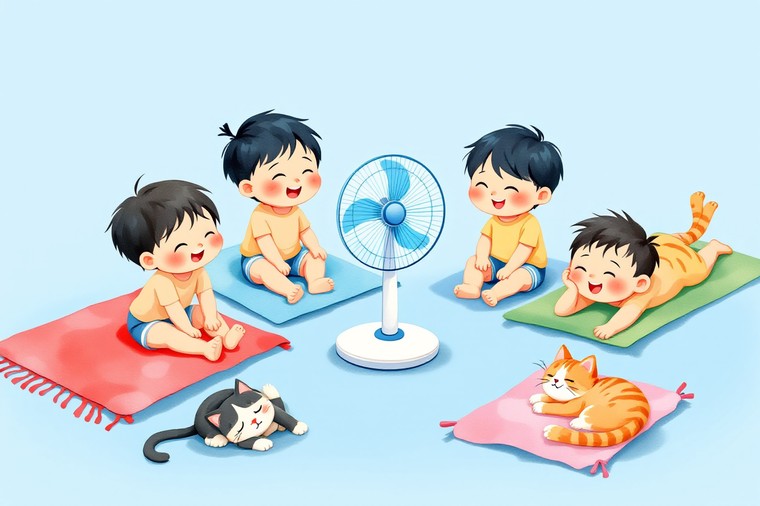 무더위 쉼터의 시원함 표현