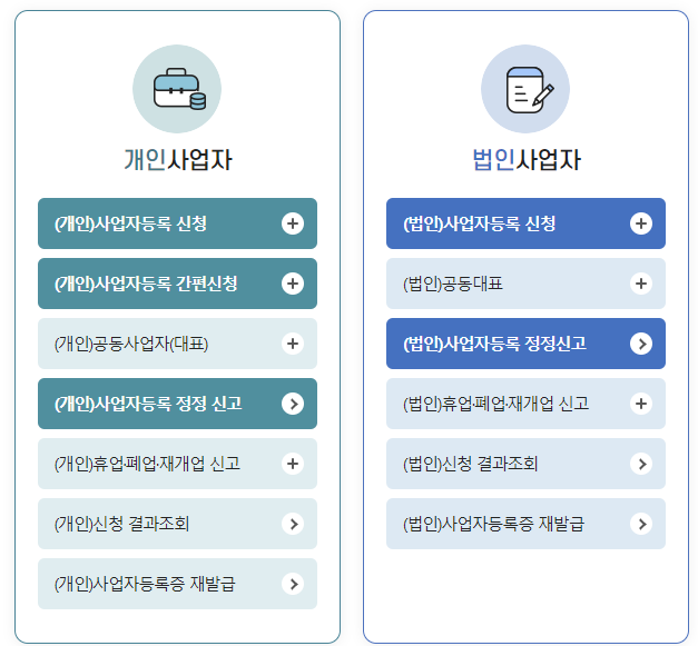 사업자등록 포털[출처: 홈텍스]
