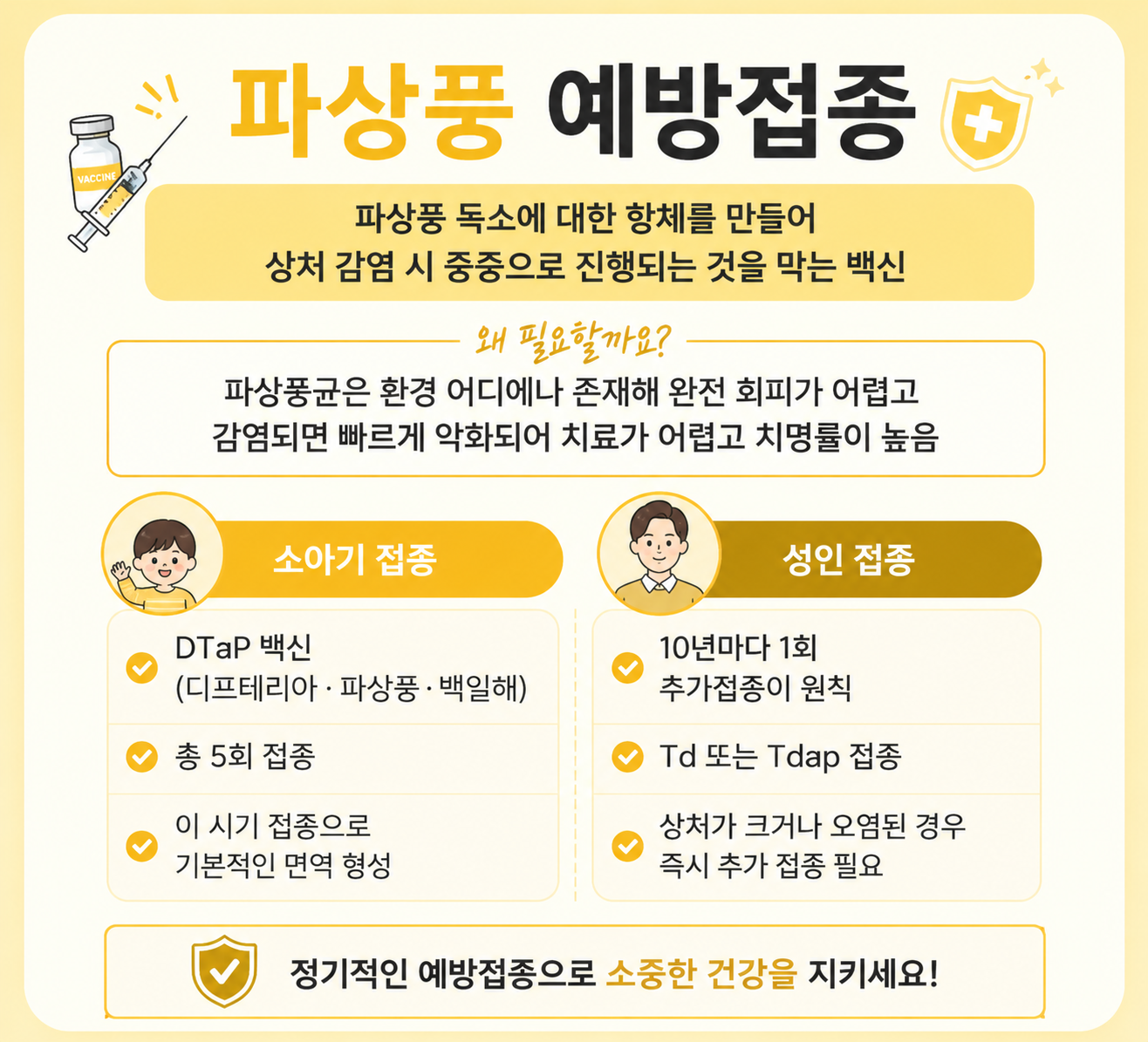 파상풍 예방접종 정보