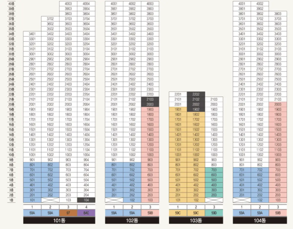 철산자이 브리에르 동호수배치도