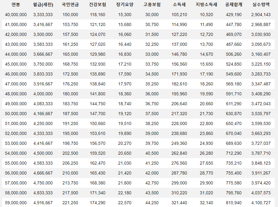 2025년 최저임금 연봉 실수령액