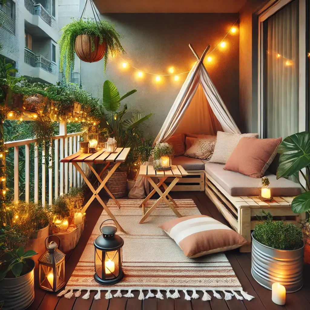 감성적인 베란다 캠핑 공간 연출