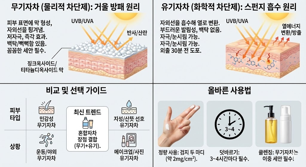자외선차단제 무기자차 유기자차 비교