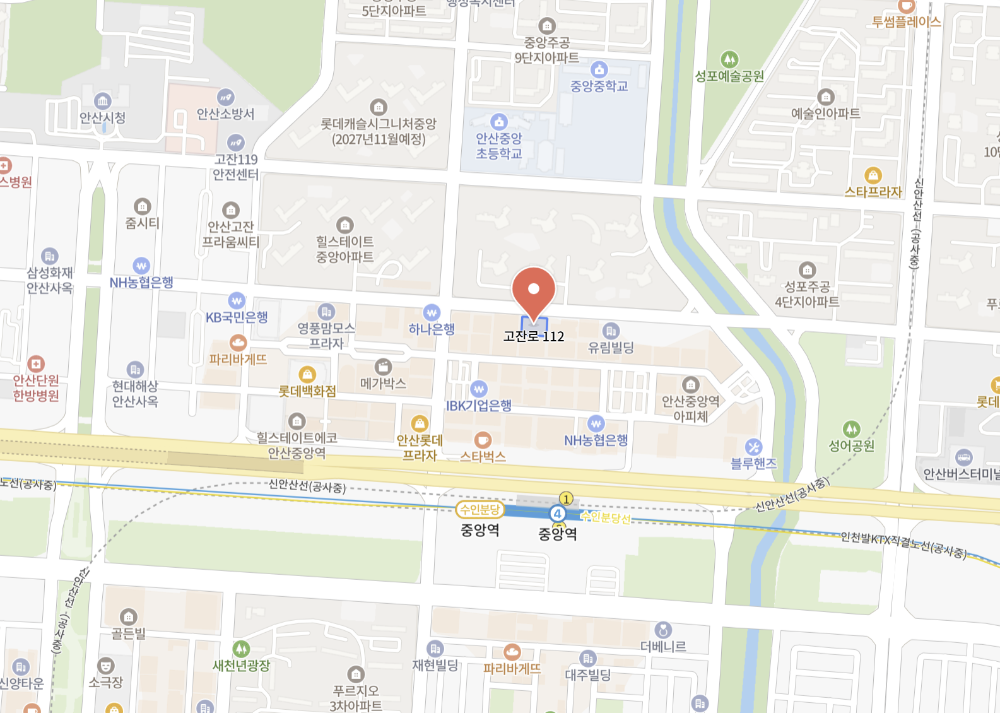 경기도 안산시 단원구 고잔로 112 지도