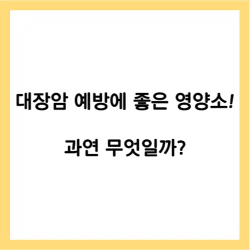 대장암 예방
