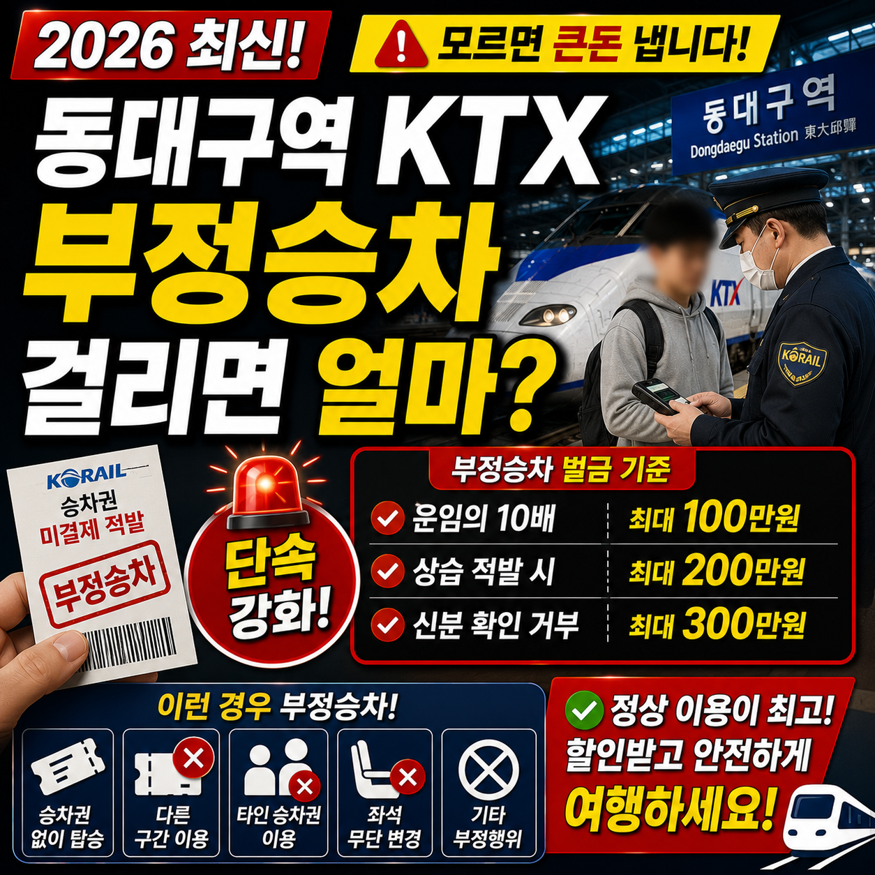 동대구역 KTX 부정승차 걸리면 얼마 2026 벌금 기준 한눈에