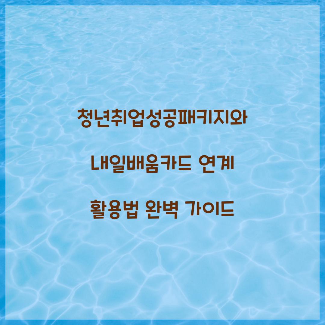 청년취업성공패키지와 내일배움카드 연계 활용법