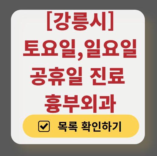 강릉시 주말 토요일 일요일 흉부외과 진료 병원 목록 ❘ 공휴일 진료 영업 병원 리스트 찾기