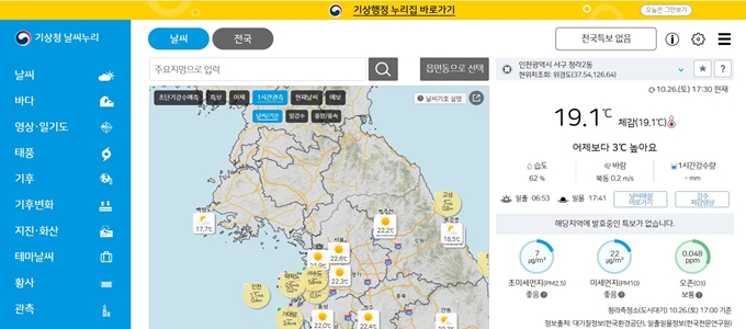 기상청 날씨누리 홈페이지