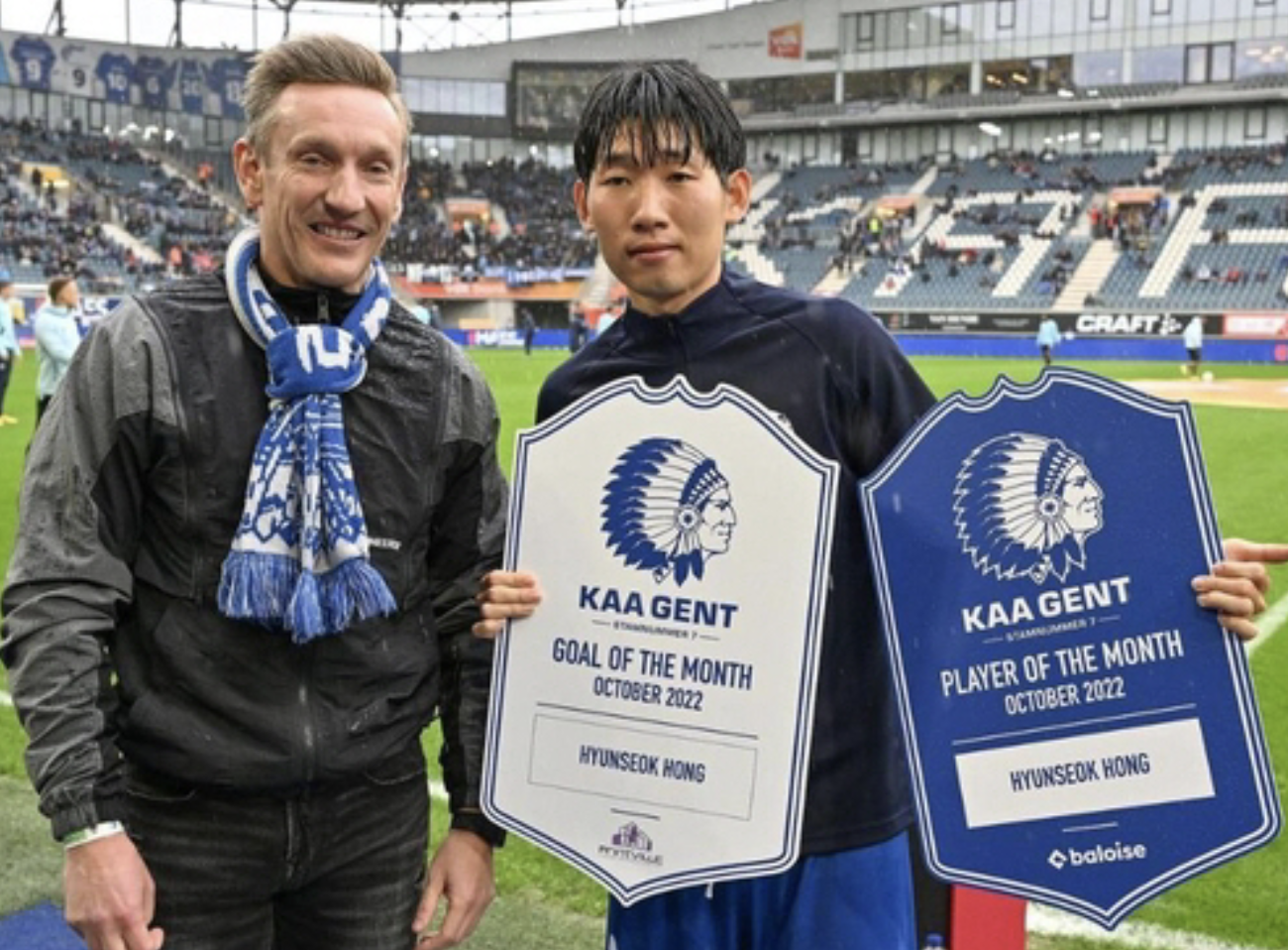 2022년 10월에는 팀내 이달의 골과 이달의 선수상을 수상한 홍현석