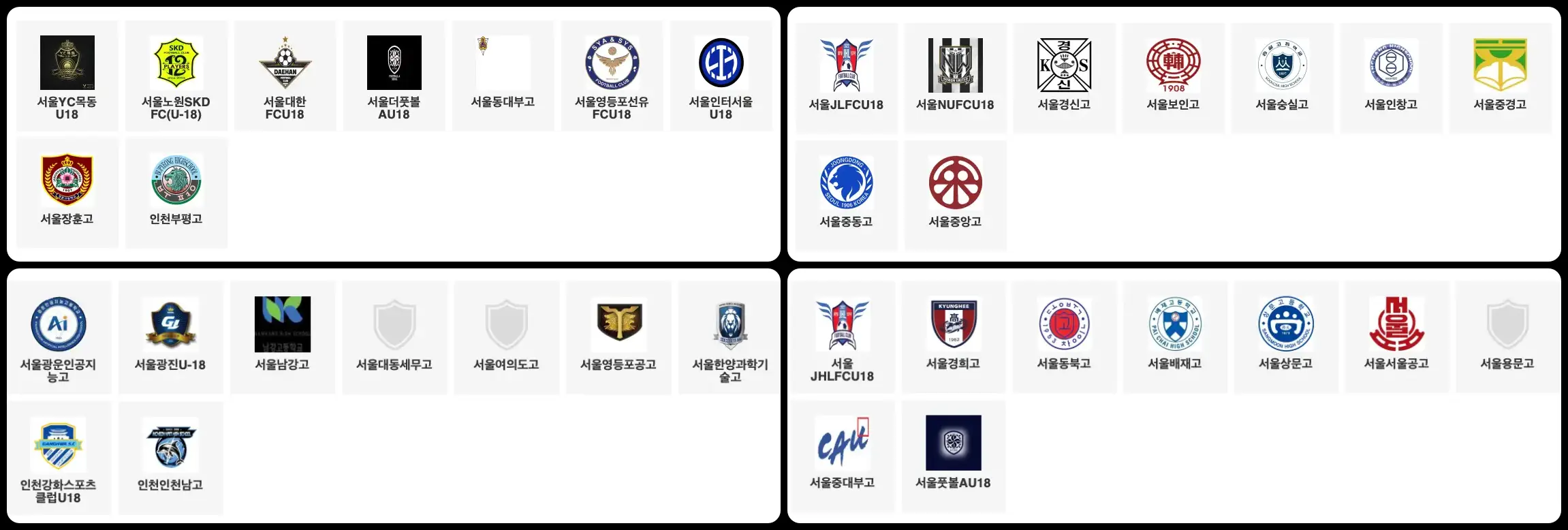 2026 전반기 전국 고등 축구리그 서울/인천 권역 조편성