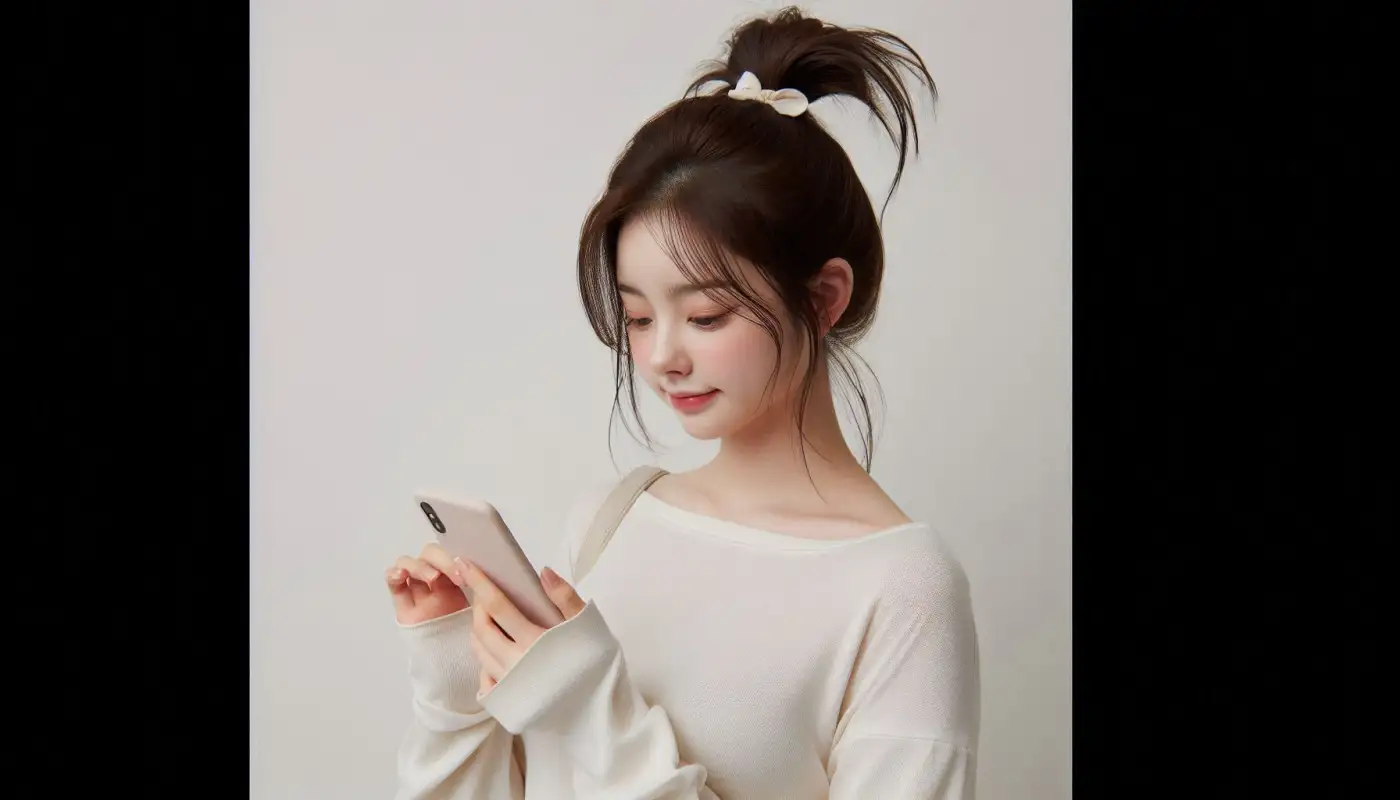 신한은행-모바일-신분증-사용법을-알아보는-여성의-모습