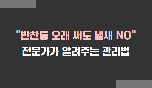 반찬통 냄새 안 나게 하는 법