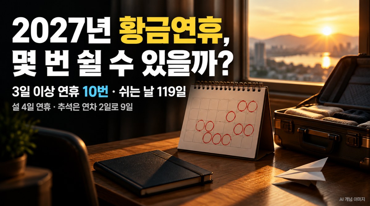 2027년 황금연휴와 공휴일을 표현한 대표 이미지 (AI 생성 이미지)