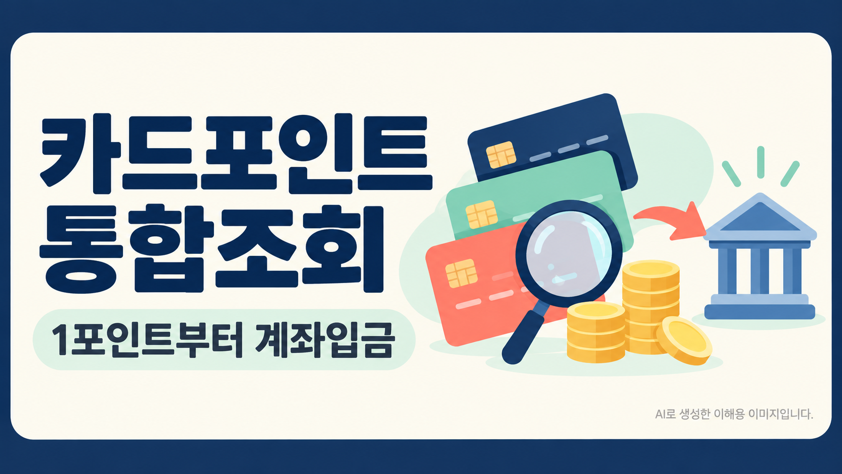 카드포인트 통합조회와 계좌입금 방법 글 안내 포스터