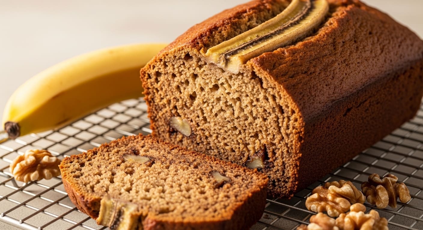 인스턴트팟 팟인팟 방식으로 구워져 촉촉함이 돋보이는 먹음직스러운 바나나 브레드.