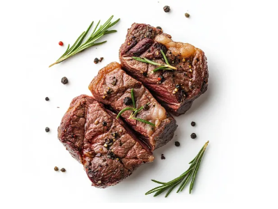 소금 뿌린 스테이크 사진