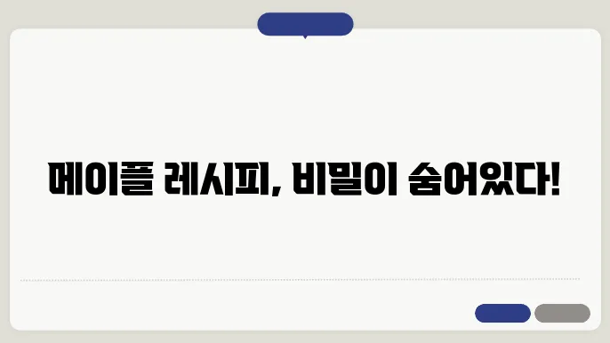 메이플 레시피 뵗4