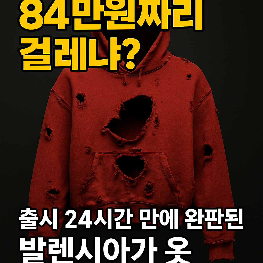 &ldquo;발렌시아가 디스트로이드 재킷 논란 이미지, 찢기고 헤진 84만원짜리 후드 재킷을 표현한 그래픽&rdquo;