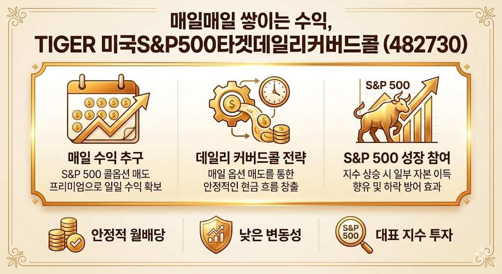 매일매일 쌓이는 수익, TIGER 미국S&P500타겟데일리커버드콜 (482730)