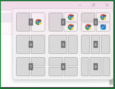 윈도우창 최대화 버튼에서 화면분할 레이아웃 선택